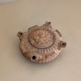 Vintage French Hand-Carved Wooden Grole "Friendship Cup" with Carved Flower Lid