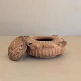 Vintage French Hand-Carved Wooden Grole "Friendship Cup" with Carved Flower Lid