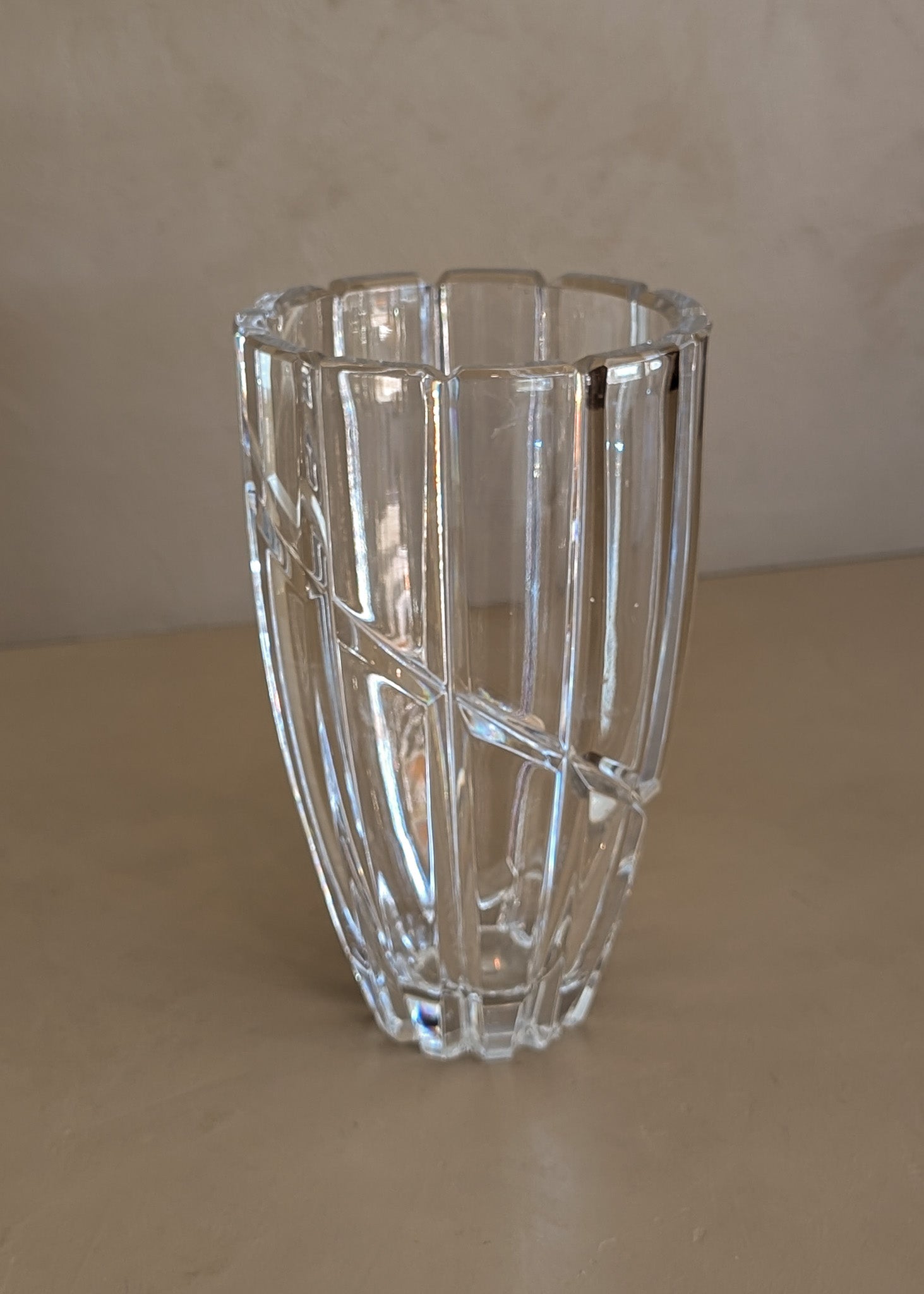 Vintage Mikasa Cut Lead Crystal Glass Vase