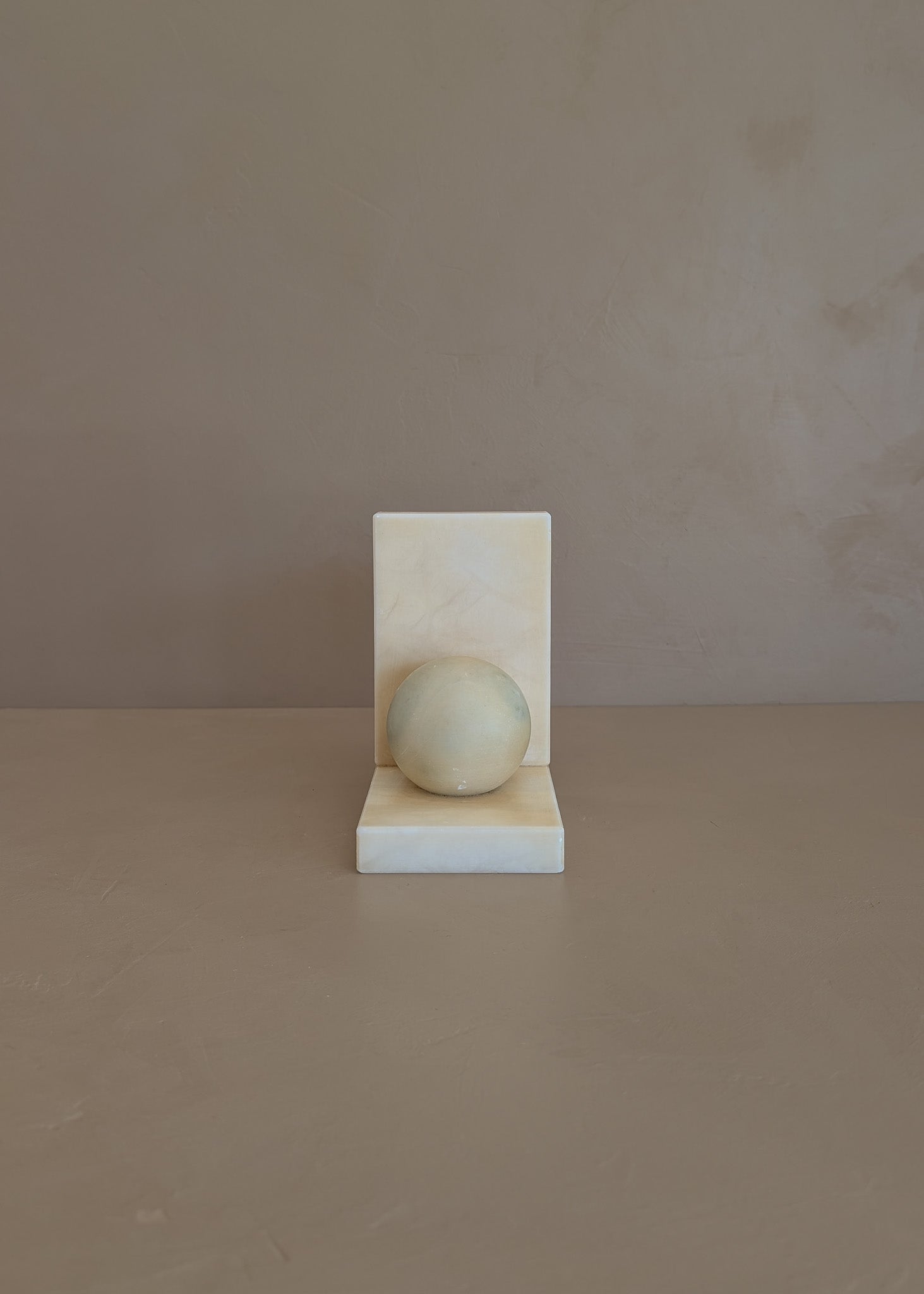 Single Vintage Italian Alabaster Chunky Sphere Bookend