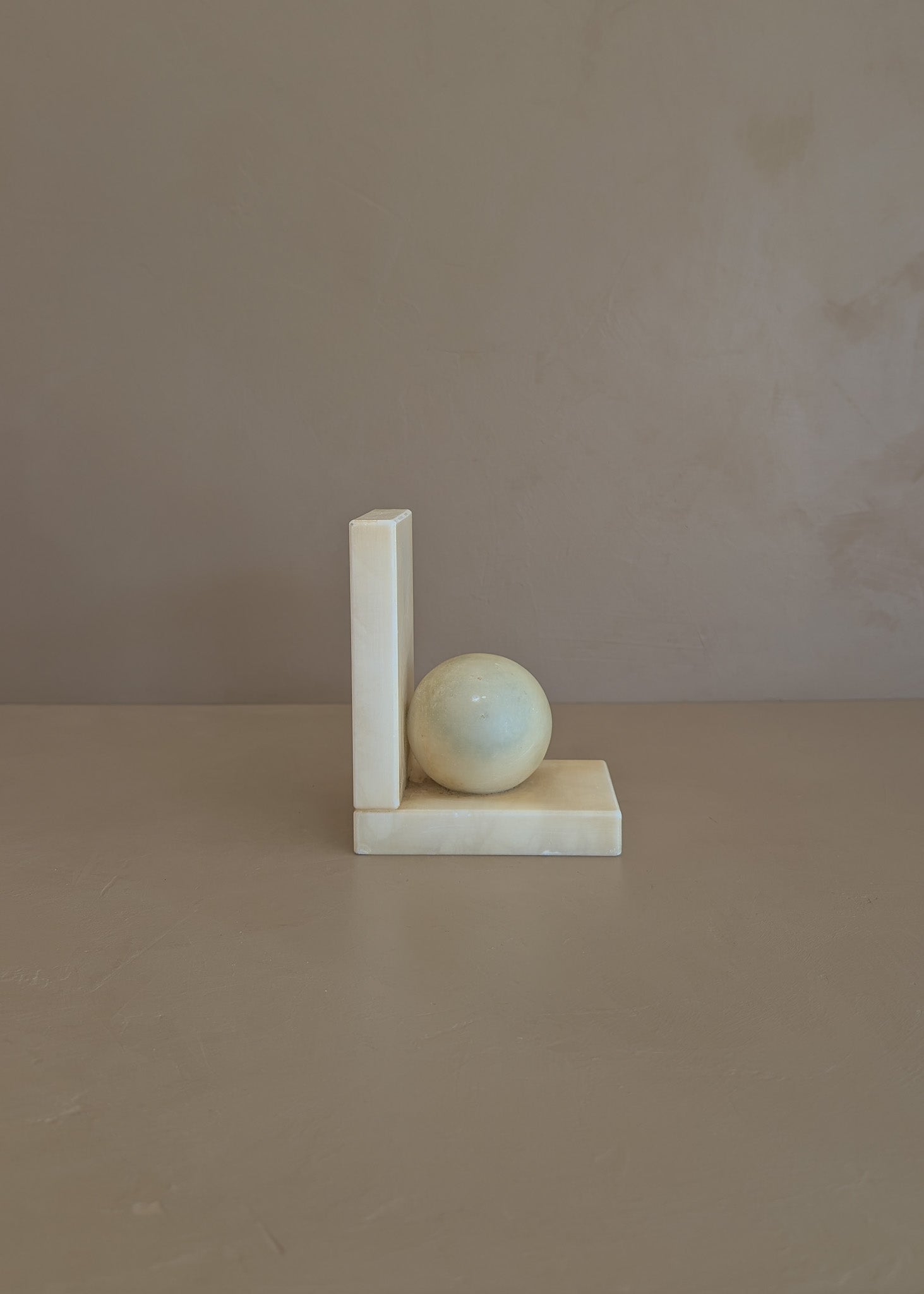 Single Vintage Italian Alabaster Chunky Sphere Bookend