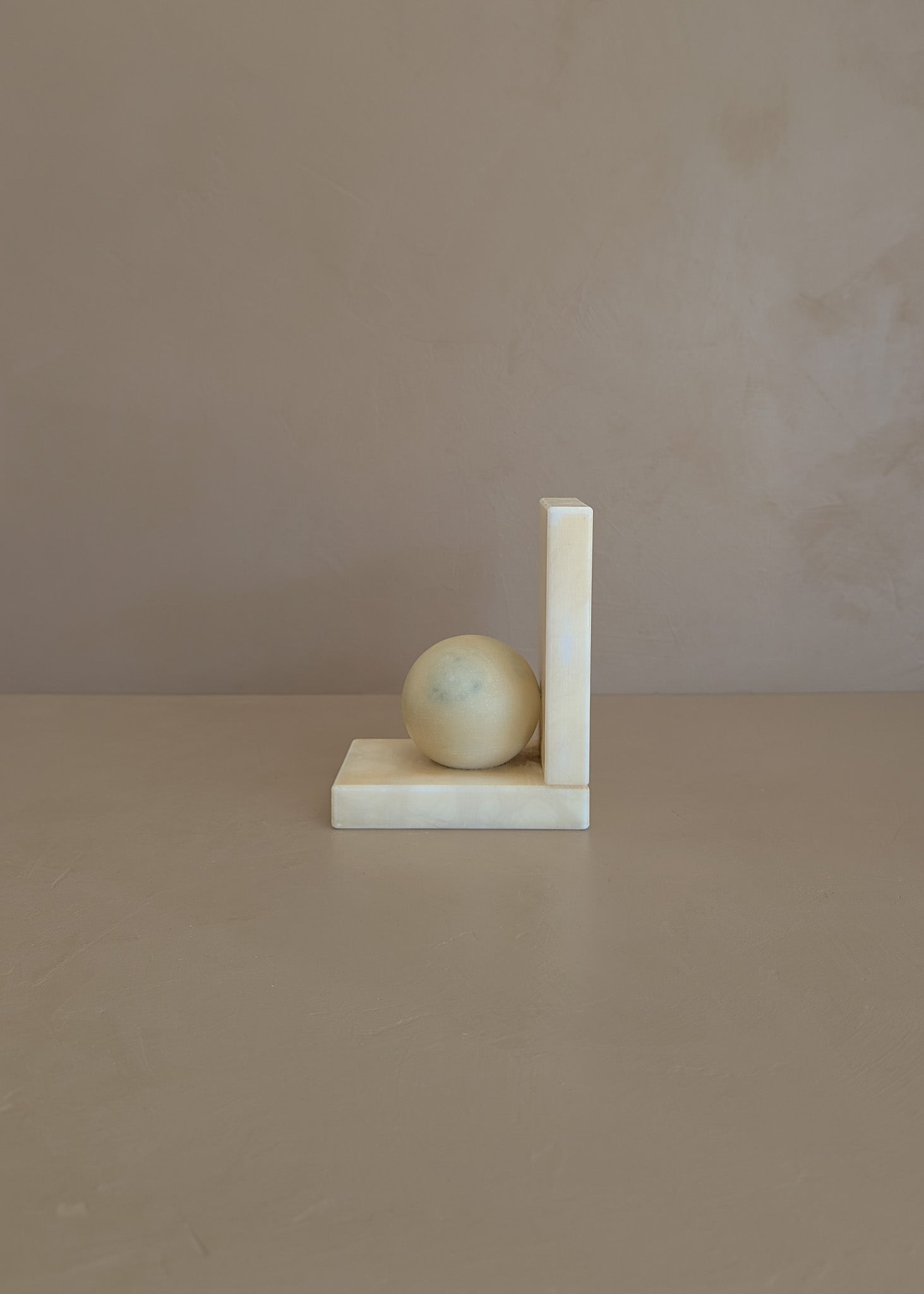Single Vintage Italian Alabaster Chunky Sphere Bookend