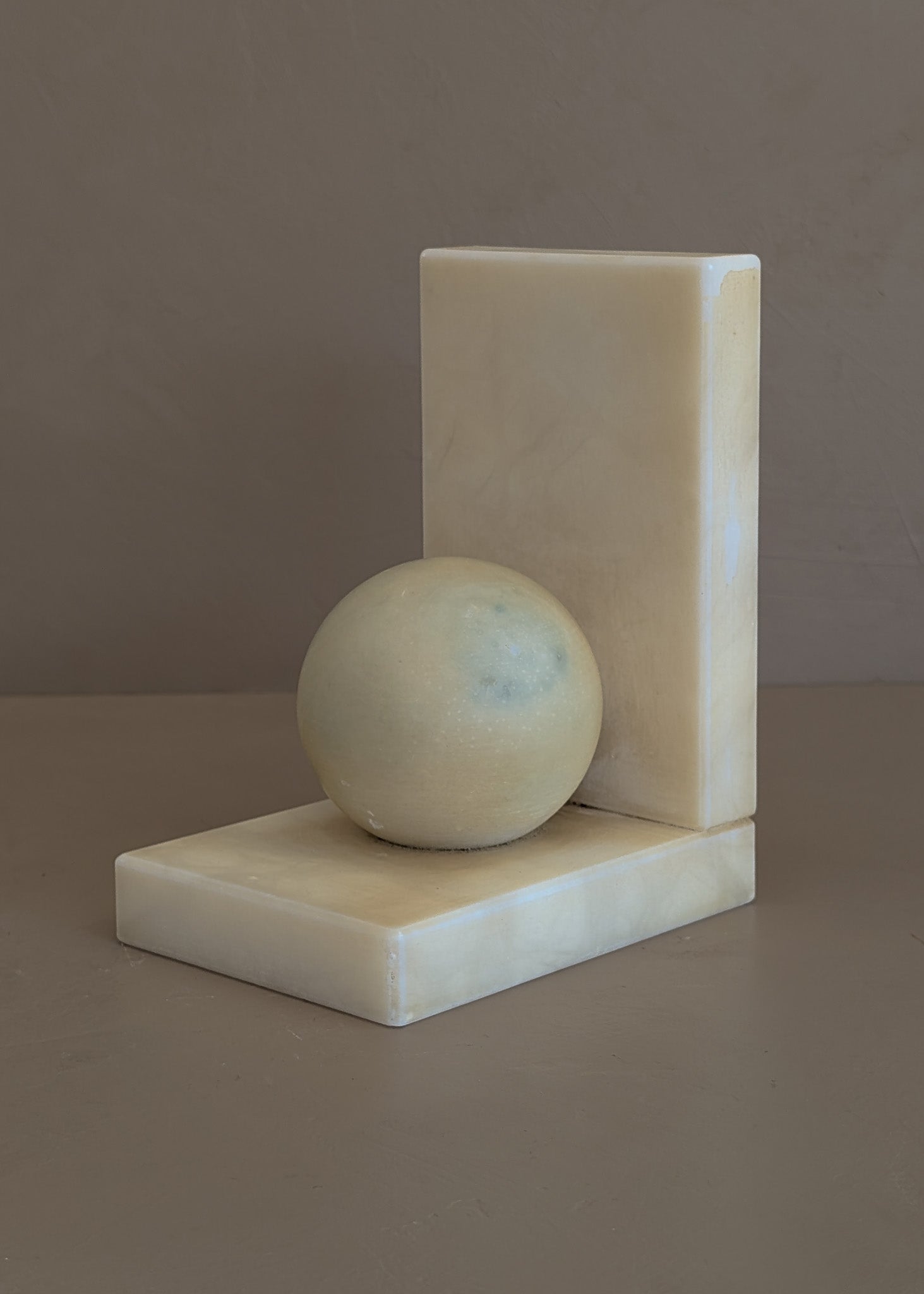 Single Vintage Italian Alabaster Chunky Sphere Bookend