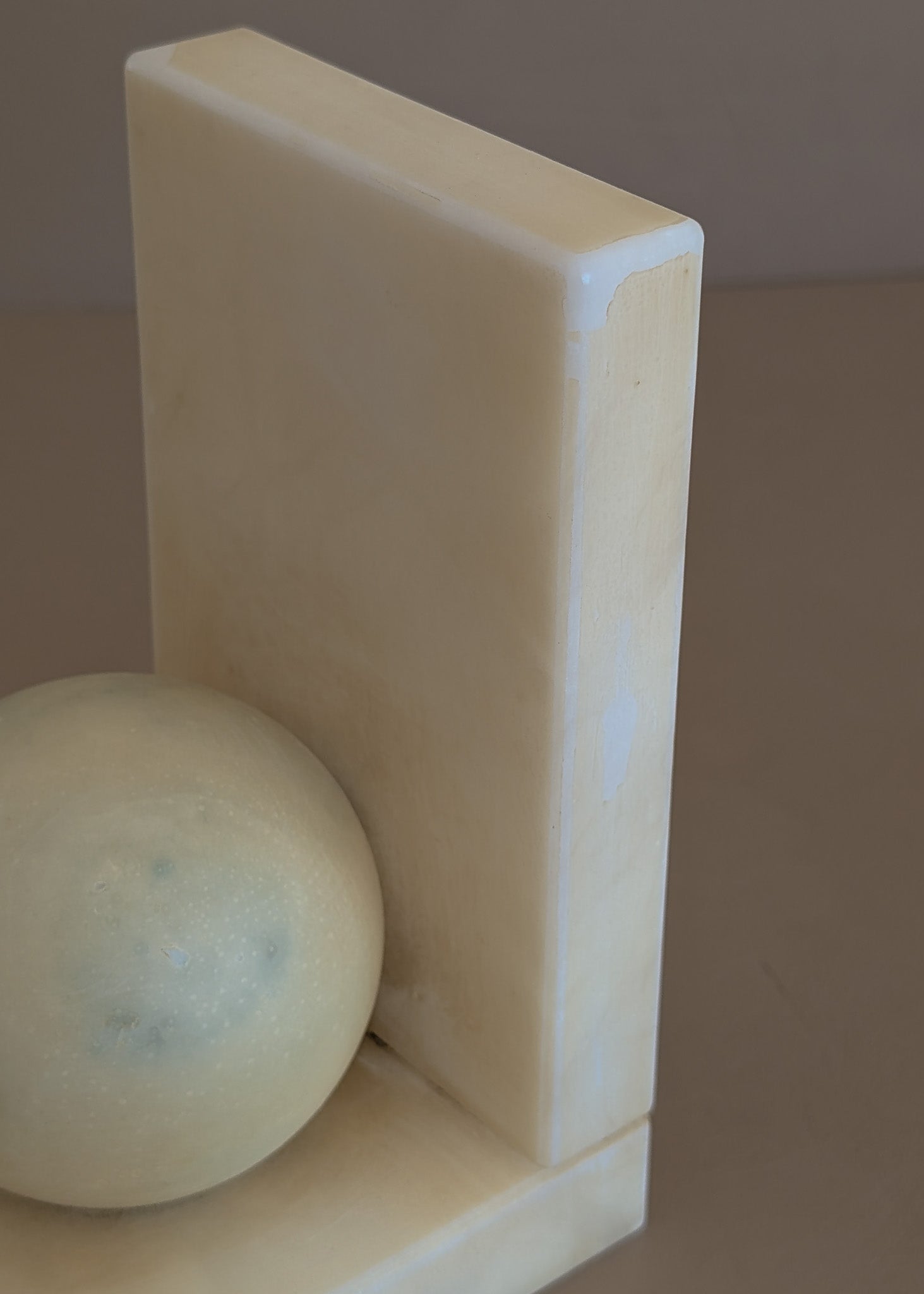 Single Vintage Italian Alabaster Chunky Sphere Bookend