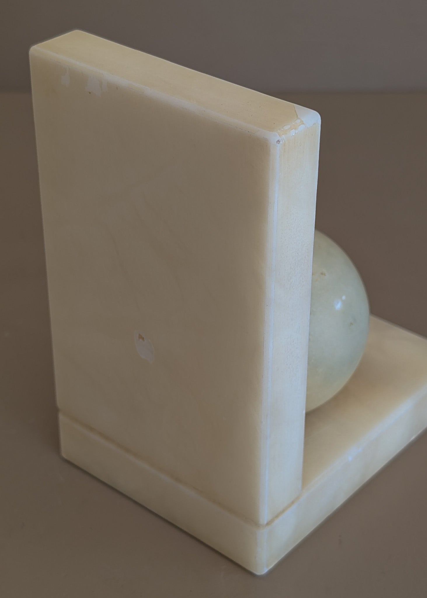 Single Vintage Italian Alabaster Chunky Sphere Bookend
