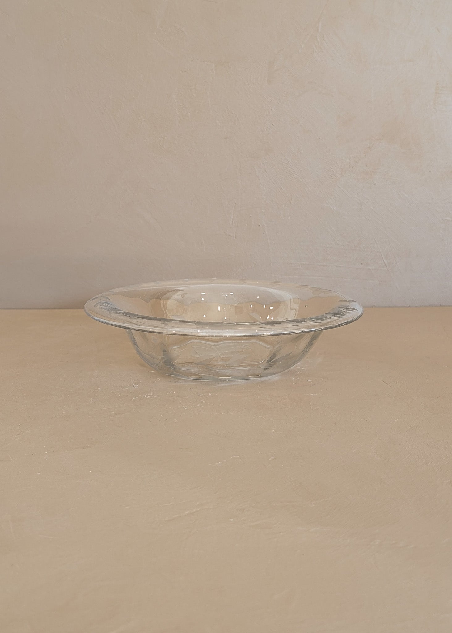 Vintage Glass Dish with Floral Etchings