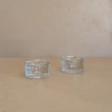 Pair of Vintage Blenko Thick Glass Candlesticks
