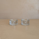 Pair of Vintage Blenko Thick Glass Candlesticks