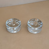 Pair of Vintage Blenko Thick Glass Candlesticks
