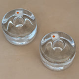 Pair of Vintage Blenko Thick Glass Candlesticks