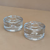 Pair of Vintage Blenko Thick Glass Candlesticks