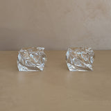Pair of Vintage Mikasa Square Swirled Glass Tealight Candleholders