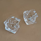 Pair of Vintage Mikasa Square Swirled Glass Tealight Candleholders