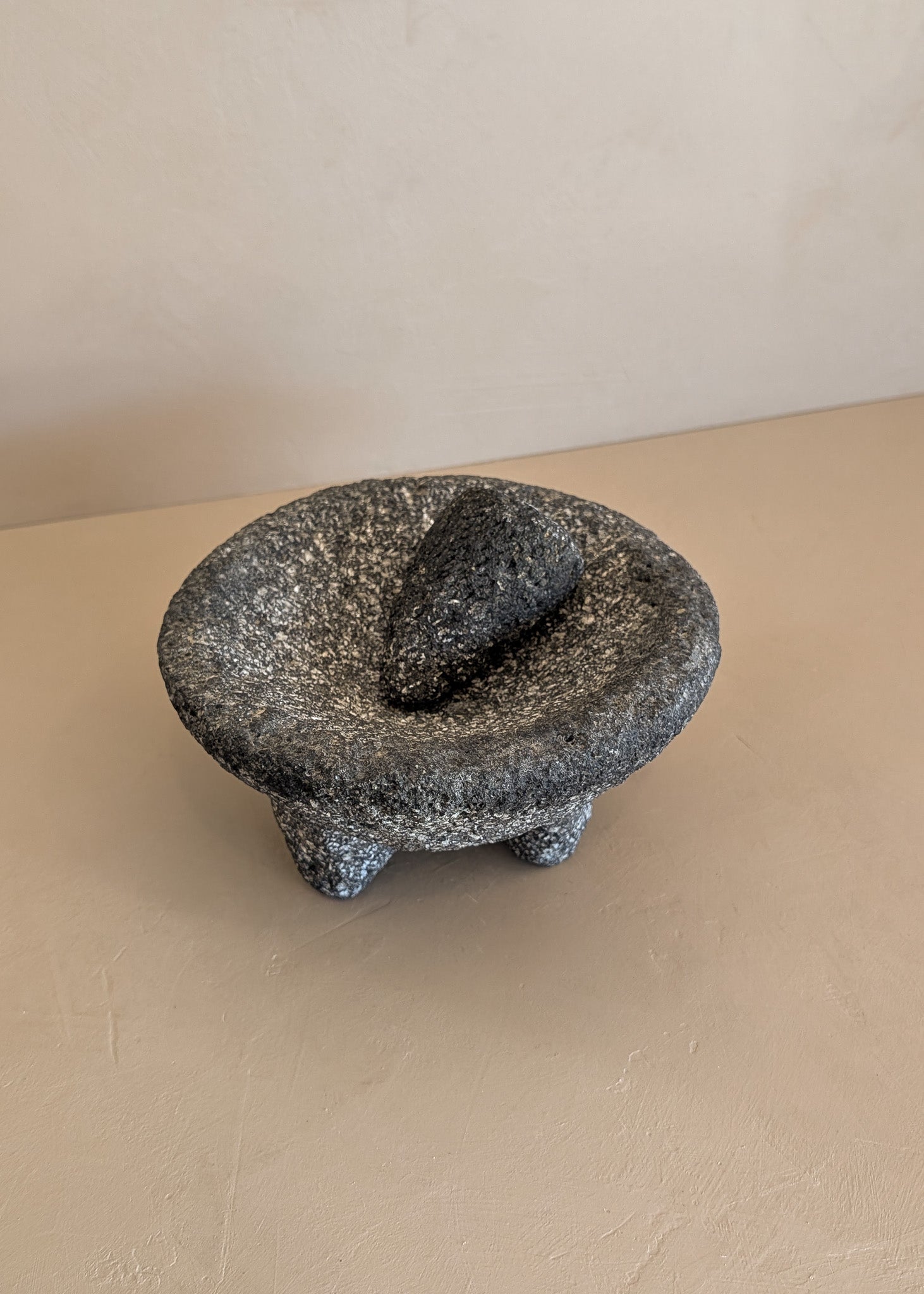 Large Carved Molcajete Mortar and Pestle