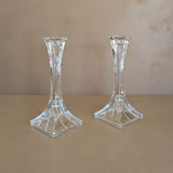 Pair of Vintage Tall Lead Crystal Candlesticks