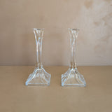 Pair of Vintage Tall Lead Crystal Candlesticks