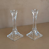 Pair of Vintage Tall Lead Crystal Candlesticks