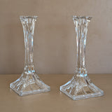 Pair of Vintage Tall Lead Crystal Candlesticks