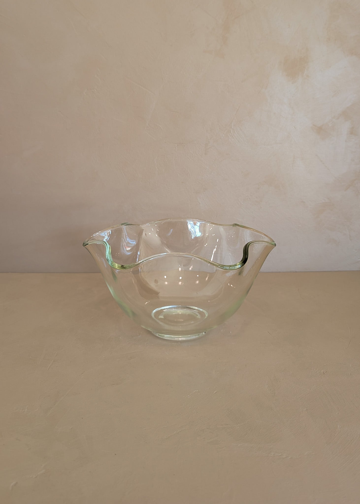 Vintage Glass Bowl with Scalloped Rim