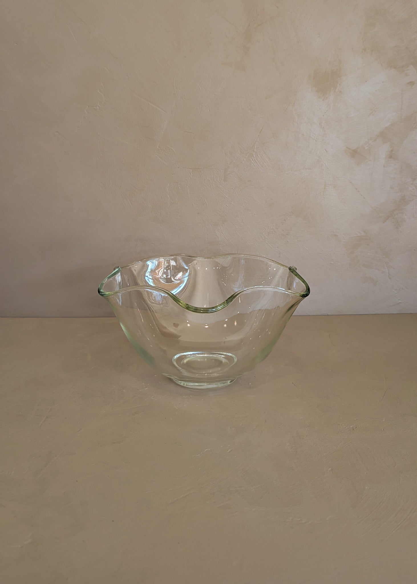 Vintage Glass Bowl with Scalloped Rim