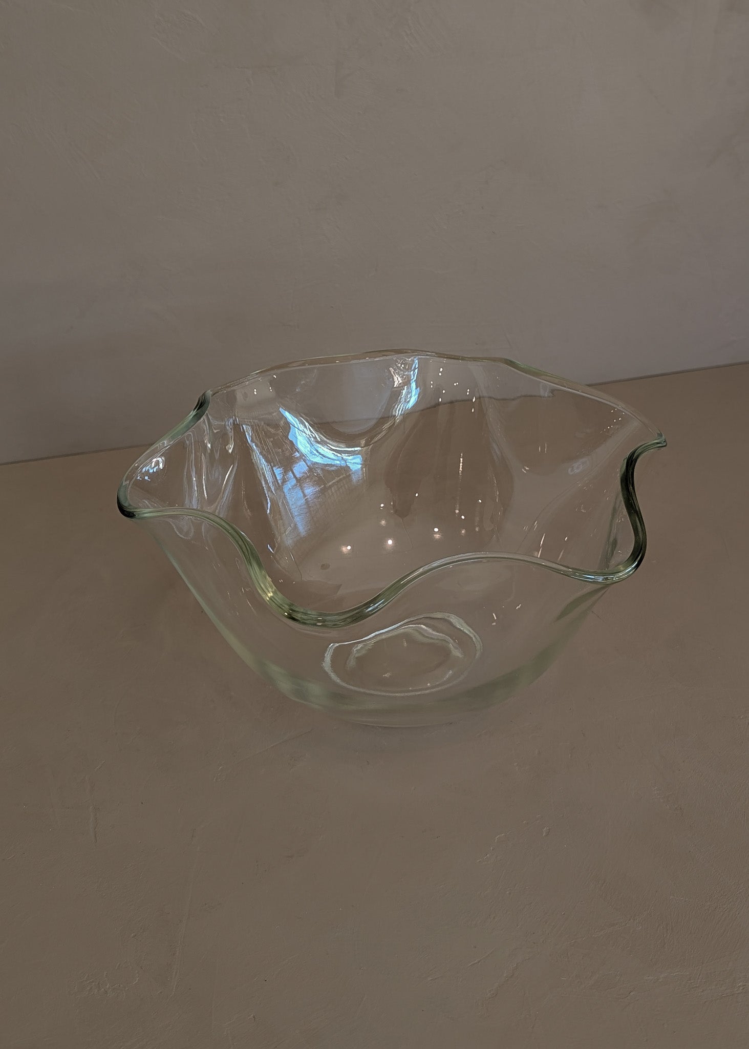 Vintage Glass Bowl with Scalloped Rim