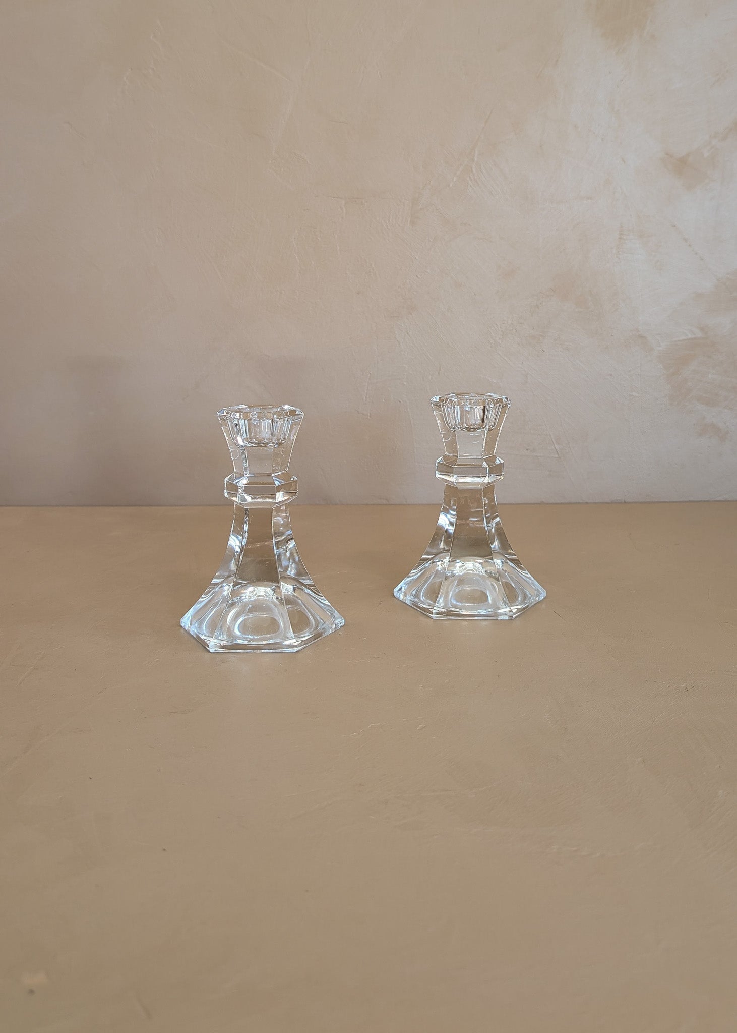 Pair of Vintage European Lead Crystal Candlesticks