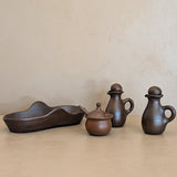 Petite Handmade Pottery Cruet Set with Tray