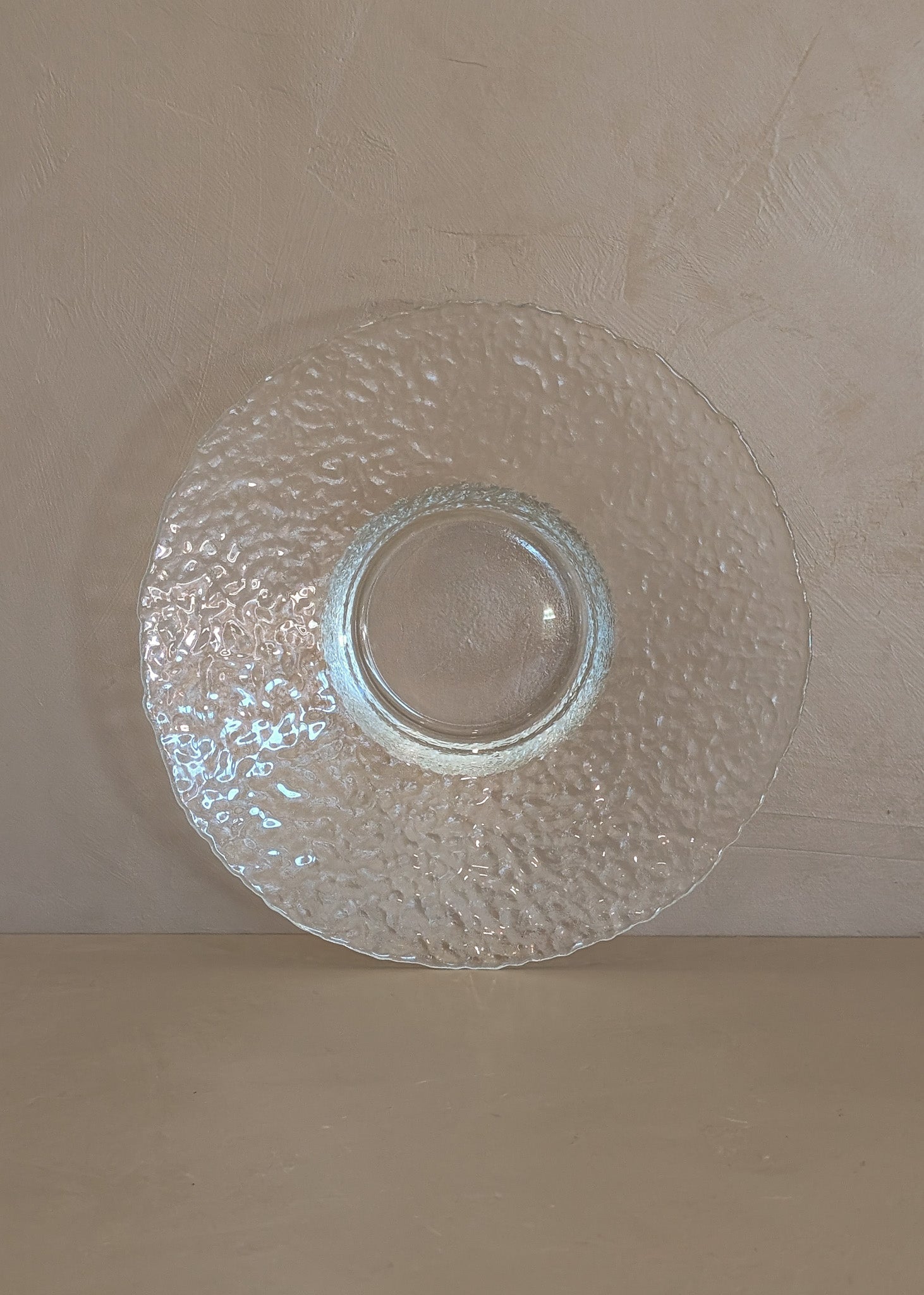 Vintage Scandinavian-Style Wide-Rimmed Textured Glass Dish