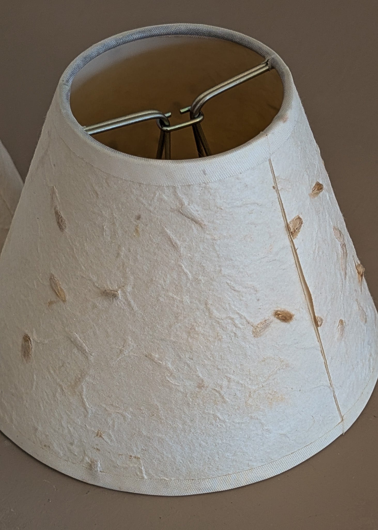 Set of 4 Vintage Textured Natural Fiber Paper Mache Clip On Chandelier/Sconce Lampshades