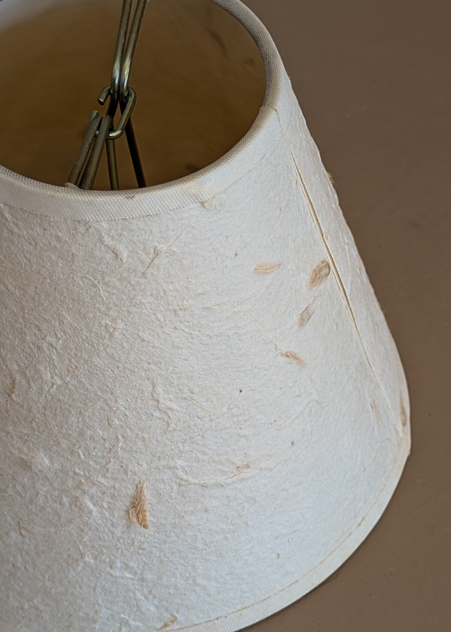 Set of 4 Vintage Textured Natural Fiber Paper Mache Clip On Chandelier/Sconce Lampshades