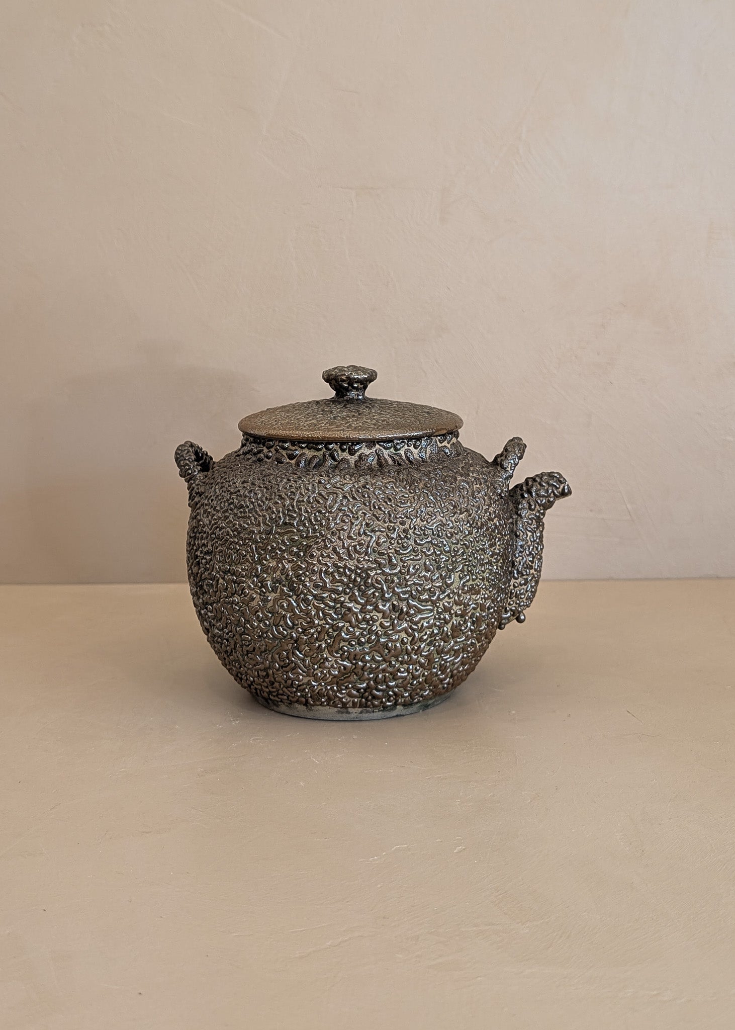 Vintage Japanese Teapot with Dark Brown Jakatsu Glaze