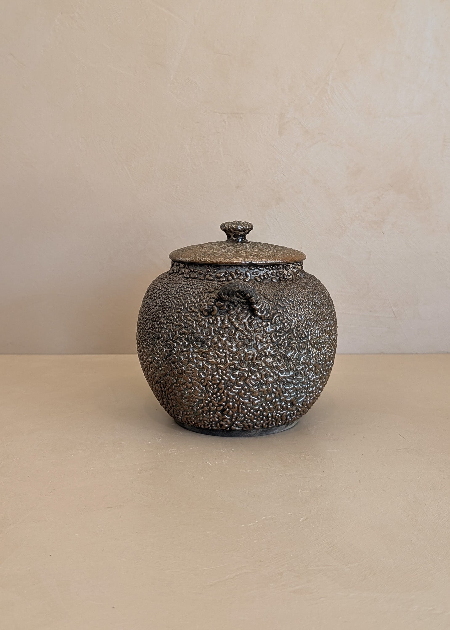 Vintage Japanese Teapot with Dark Brown Jakatsu Glaze