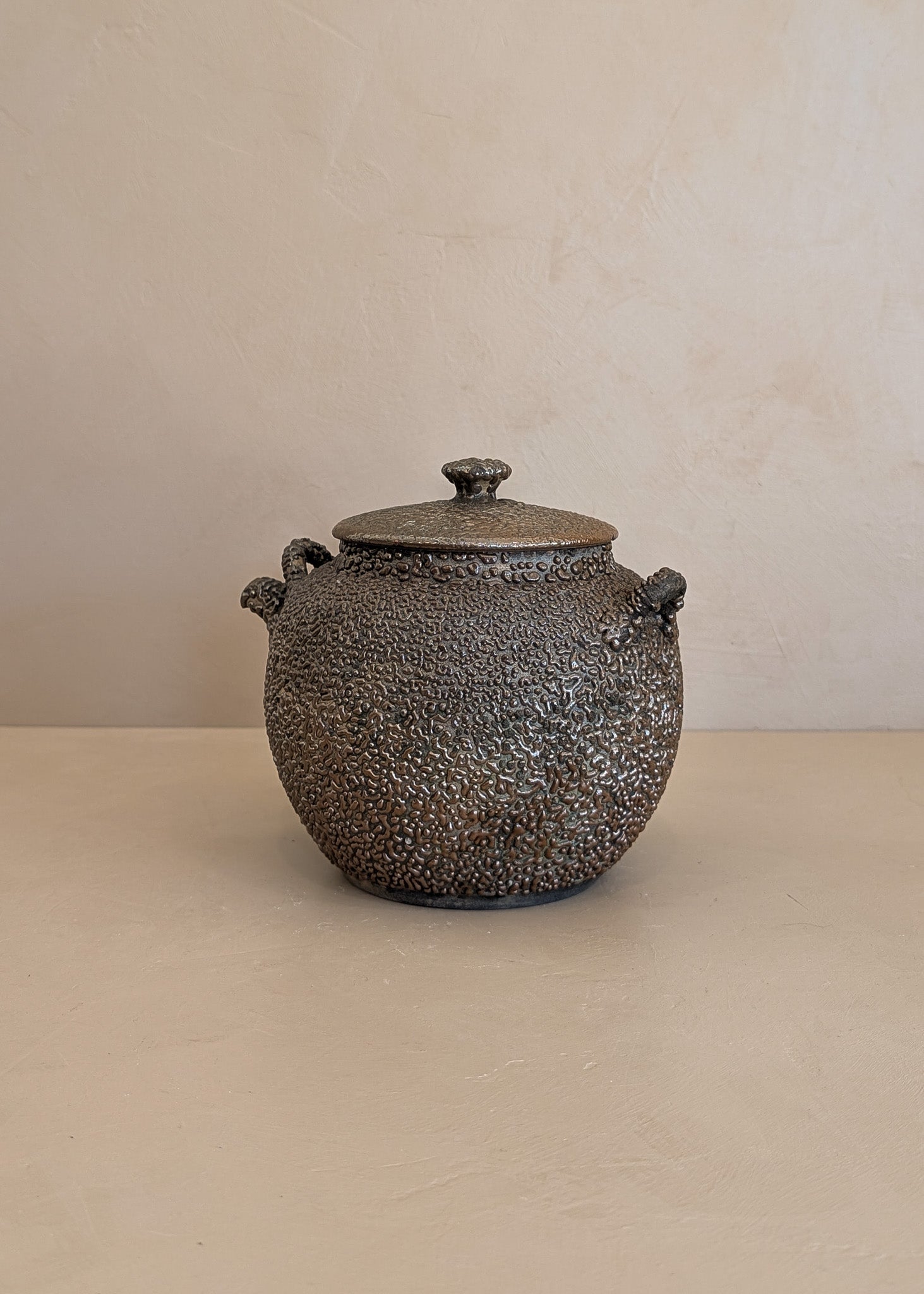 Vintage Japanese Teapot with Dark Brown Jakatsu Glaze
