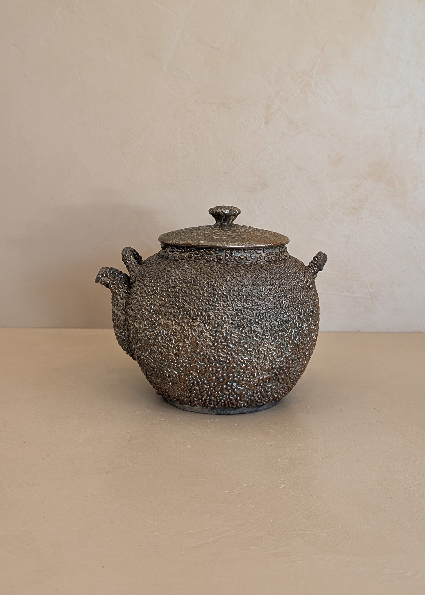 Vintage Japanese Teapot with Dark Brown Jakatsu Glaze