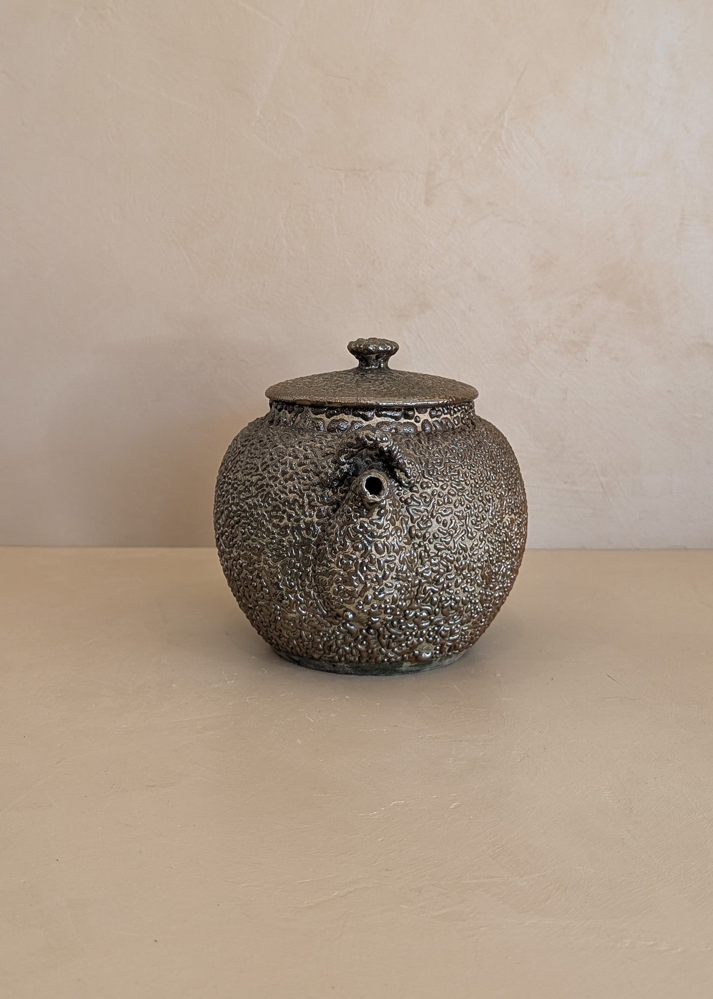 Vintage Japanese Teapot with Dark Brown Jakatsu Glaze