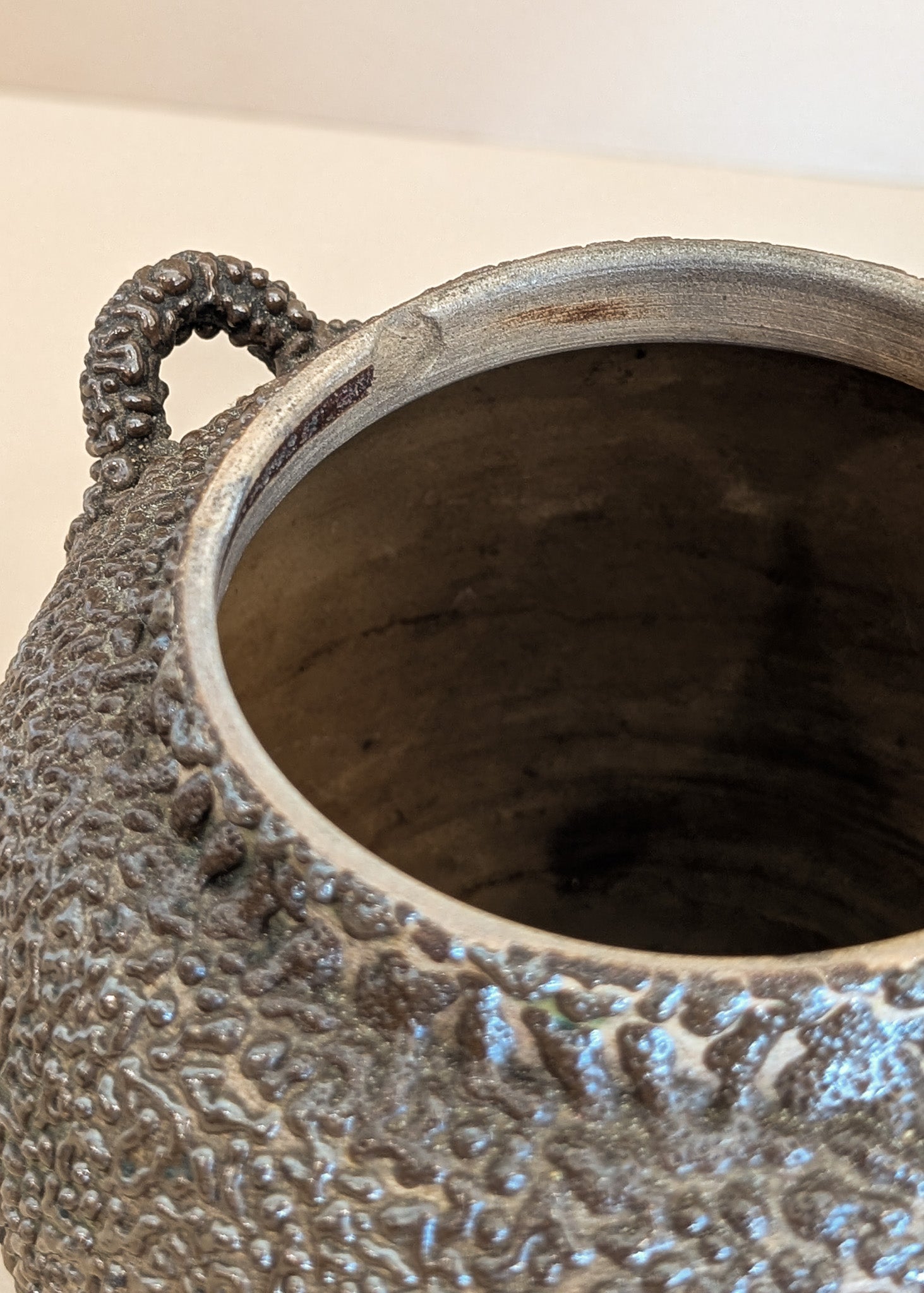 Vintage Japanese Teapot with Dark Brown Jakatsu Glaze