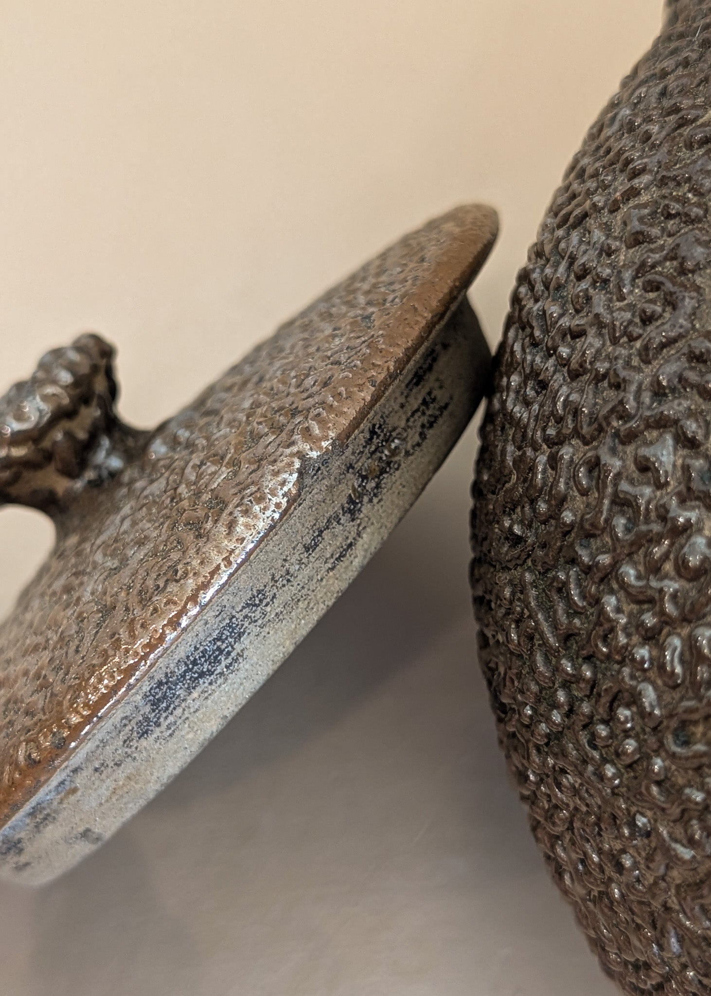 Vintage Japanese Teapot with Dark Brown Jakatsu Glaze