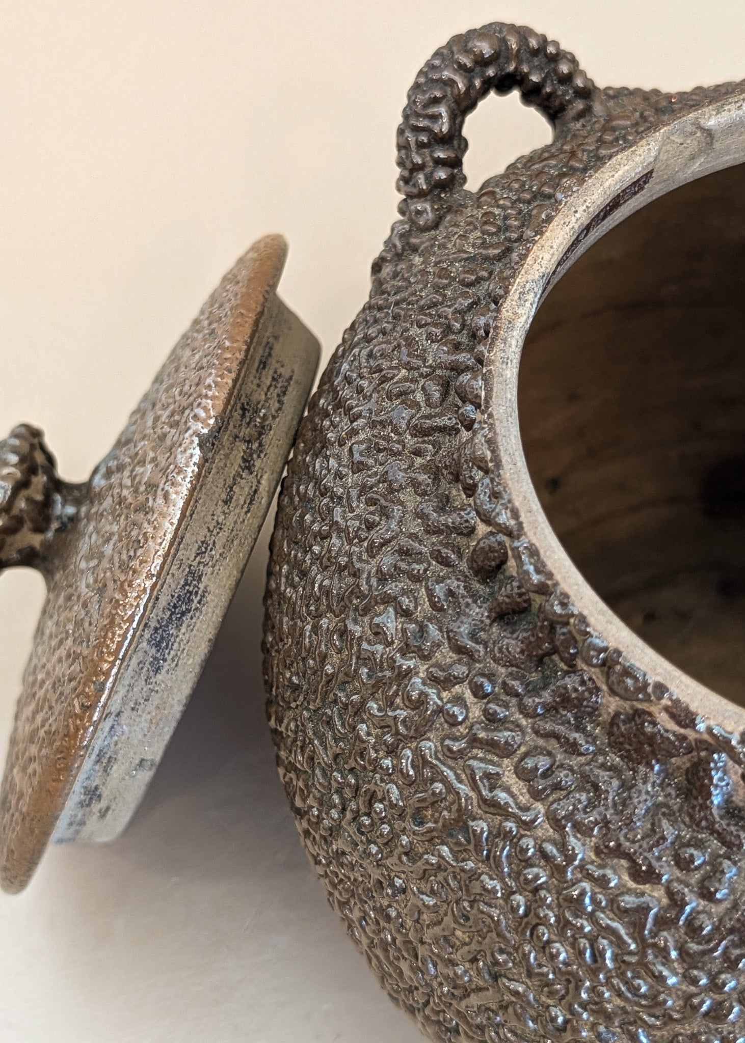 Vintage Japanese Teapot with Dark Brown Jakatsu Glaze