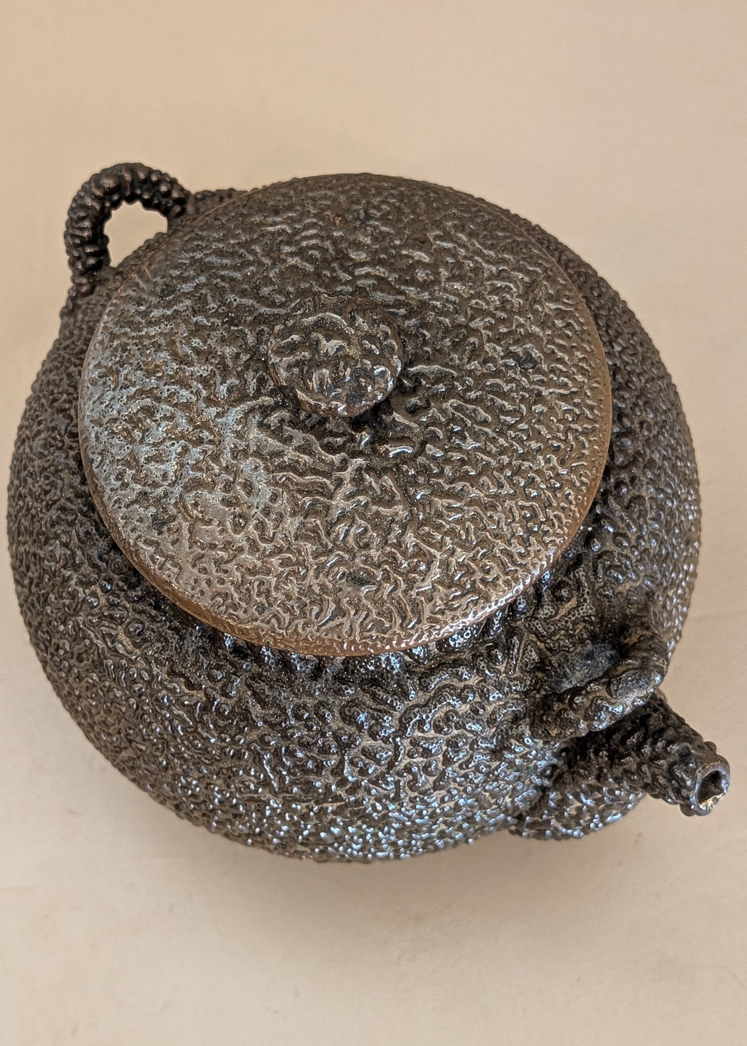 Vintage Japanese Teapot with Dark Brown Jakatsu Glaze