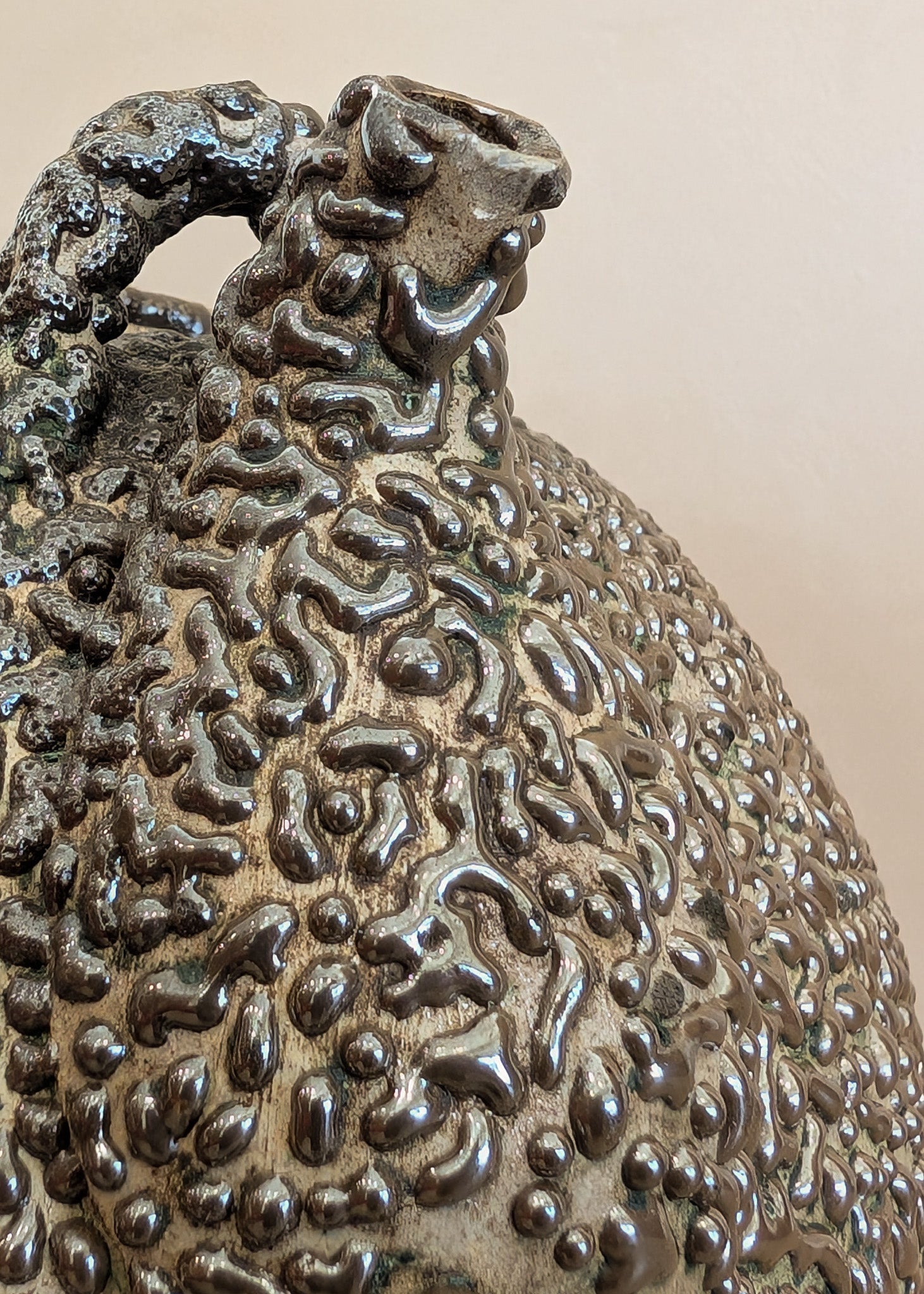 Vintage Japanese Teapot with Dark Brown Jakatsu Glaze