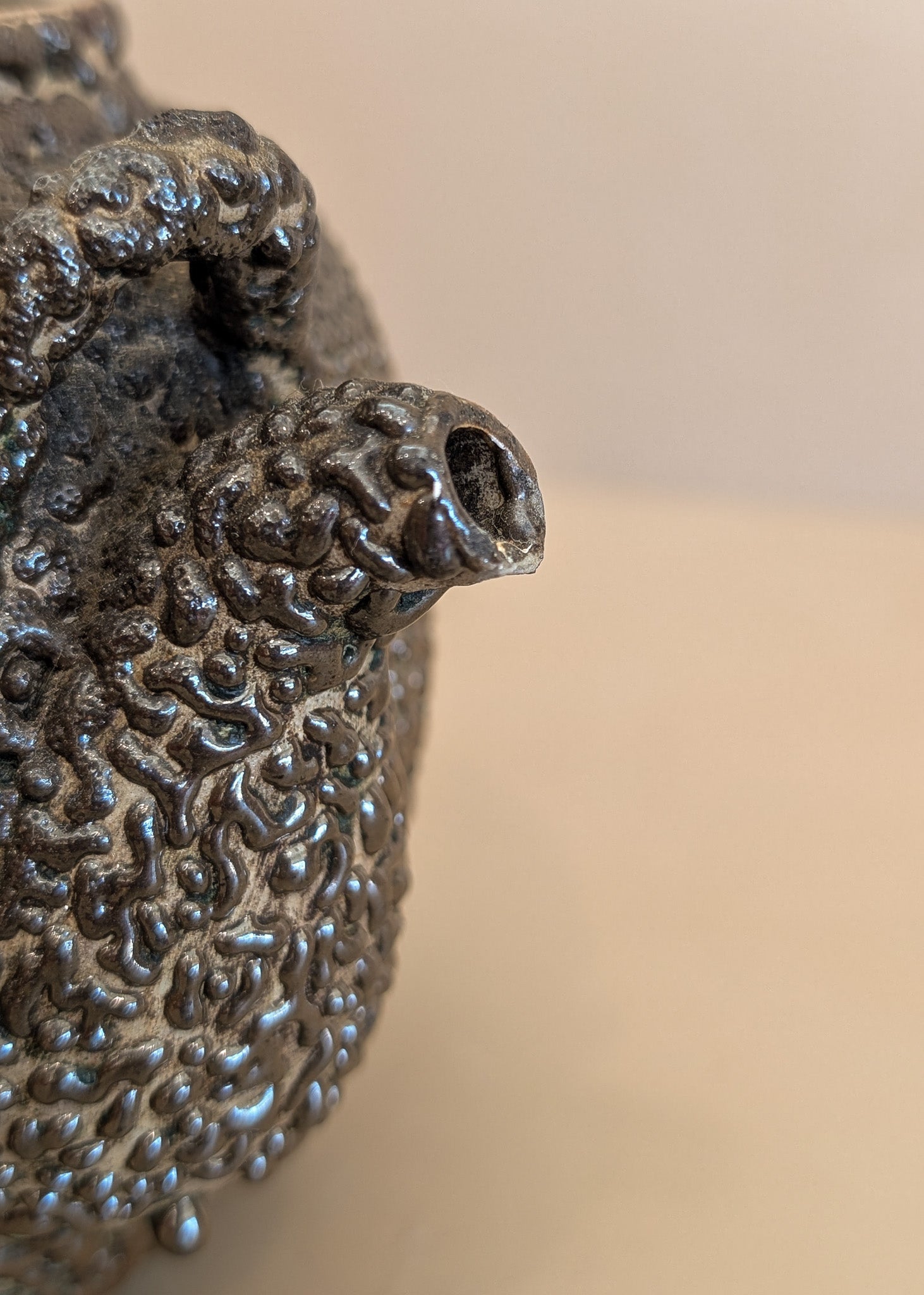 Vintage Japanese Teapot with Dark Brown Jakatsu Glaze