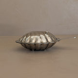 Vintage Silver-Plated Scallop Butter Dish with Glass Insert and Butter Knife
