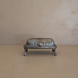Vintage Silver-Plated Footed Dome Roll Top Butter Dish with Glass Insert