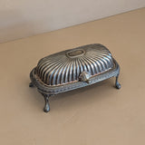 Vintage Silver-Plated Footed Dome Roll Top Butter Dish with Glass Insert