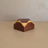 Unique Handcrafted Two-Tone Geometric Wooden Box with Lid
