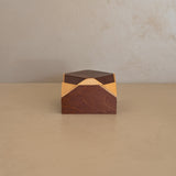Unique Handcrafted Two-Tone Geometric Wooden Box with Lid