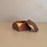 Unique Handcrafted Two-Tone Geometric Wooden Box with Lid