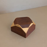 Unique Handcrafted Two-Tone Geometric Wooden Box with Lid