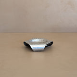 Unique 1950s Vintage Folk Art Hand-Hammered Aluminum Dish Tray with Curled Feet