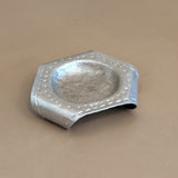 Unique 1950s Vintage Folk Art Hand-Hammered Aluminum Dish Tray with Curled Feet